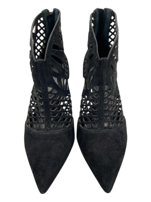 Tamara Mellon Shoe Size 35.5 Black Suede Laser Cut Pointed Toe Ankle Pumps Black / 35.5