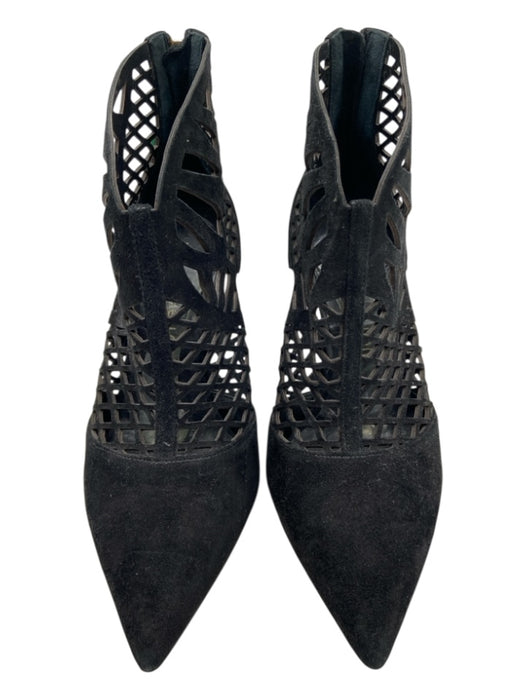 Tamara Mellon Shoe Size 35.5 Black Suede Laser Cut Pointed Toe Ankle Pumps Black / 35.5