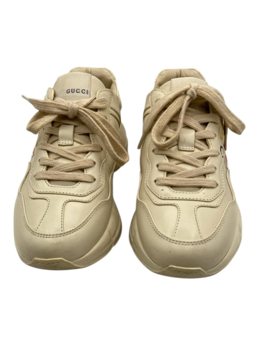 Gucci Shoe Size 37 Cream, Green, Multi Leather Lace Up Chunky Sole Sneakers Cream, Green, Multi / 37