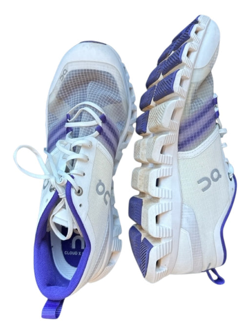 On Cloud Shoe Size 7.5 White & Purple Canvas Mesh Athletic Sneakers White & Purple / 7.5