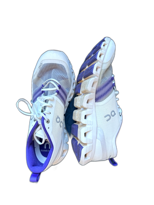 On Cloud Shoe Size 7.5 White & Purple Canvas Mesh Athletic Sneakers White & Purple / 7.5