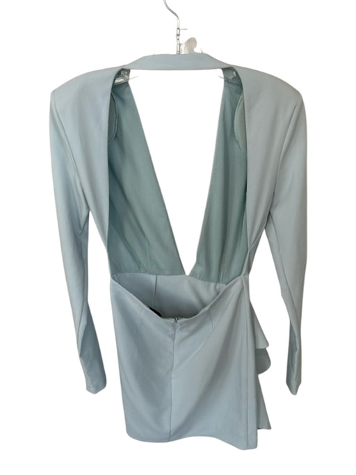 Michael Costello Size M Baby Blue Polyester Blend Shoulder Pads Deep V Dress Baby Blue / M