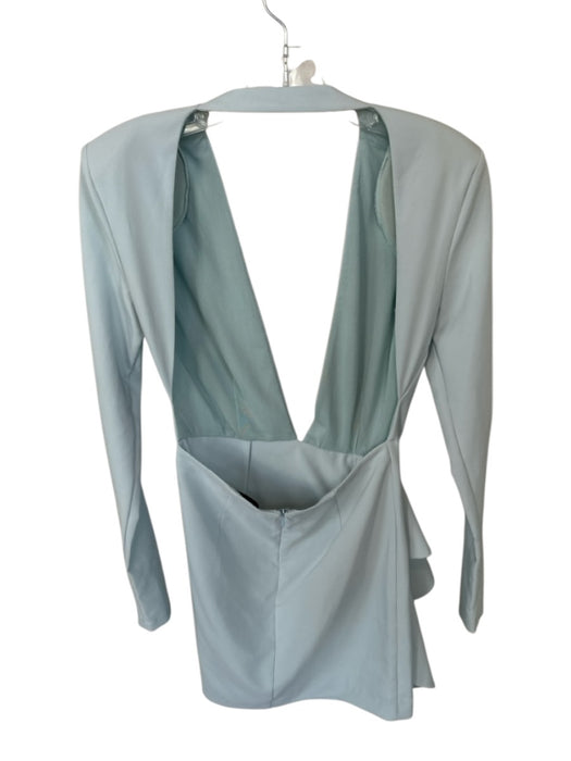 Michael Costello Size M Baby Blue Polyester Blend Shoulder Pads Deep V Dress Baby Blue / M