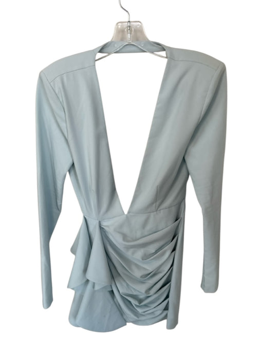 Michael Costello Size M Baby Blue Polyester Blend Shoulder Pads Deep V Dress Baby Blue / M