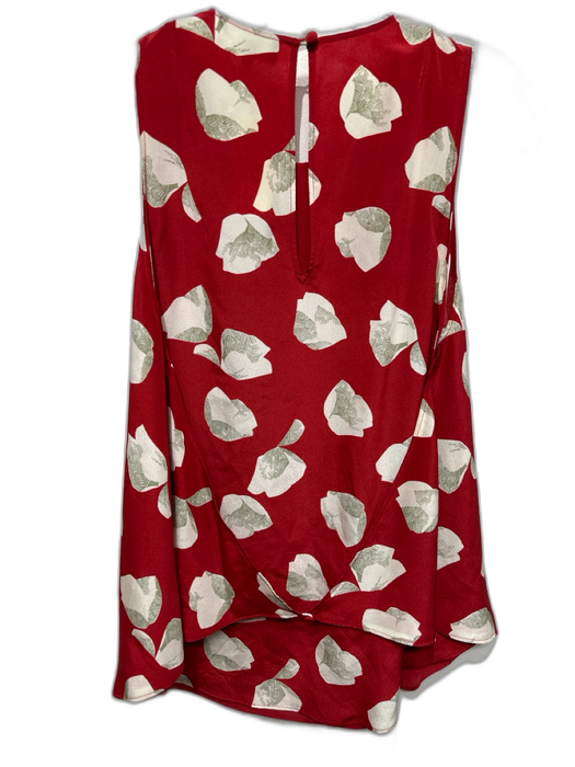 Theory Size M Red & White Silk Sleeveless Abstract Dots Wrap Detail Top Red & White / M