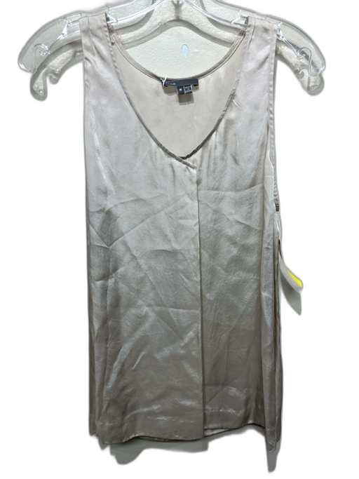 Vince Size M Champagne Beige Rayon Sleeveless Round Neck Seam Detail Tank Top Champagne Beige / M