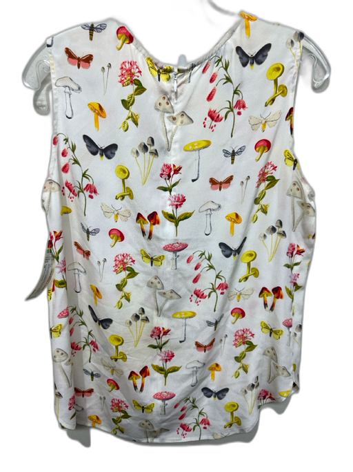 Equipment Femme Size M White & Multi Print Silk Sleeveless Mushroom Flower Top White & Multi Print / M