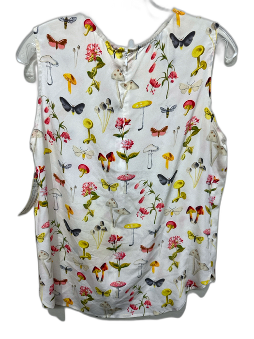 Equipment Femme Size M White & Multi Print Silk Sleeveless Mushroom Flower Top White & Multi Print / M
