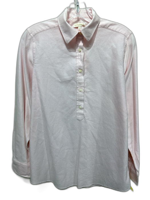 Ann Mashburn Size M Light Pink Cotton Textured Long Sleeve Half Button Top Light Pink / M