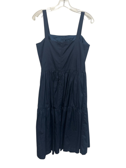 Ann Mashburn Size M Dark Blue Cotton Sleeveless Square Neck Tiered Midi Dress Dark Blue / M