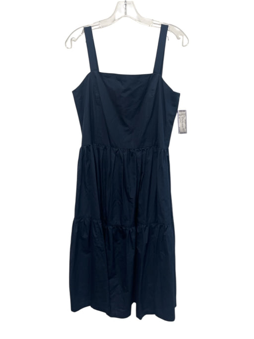 Ann Mashburn Size M Dark Blue Cotton Sleeveless Square Neck Tiered Midi Dress Dark Blue / M