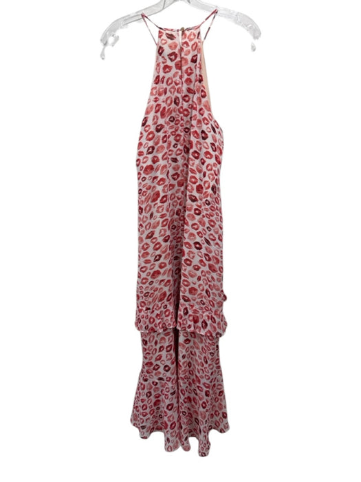 Rachel Zoe Size 6 White & Red Polyester Kiss Print Halter Spaghetti Strap Dress White & Red / 6