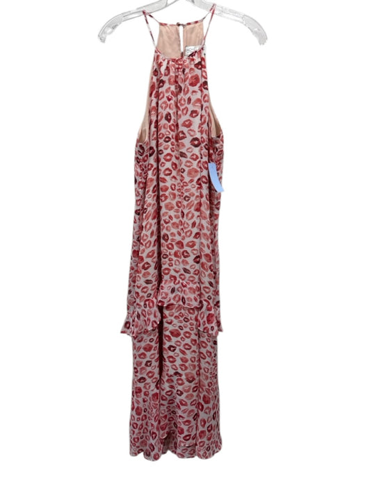 Rachel Zoe Size 6 White & Red Polyester Kiss Print Halter Spaghetti Strap Dress White & Red / 6
