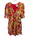 Farm Rio Size S Red & Multi Linen Blend Fruit Print V Neck Ruffle Romper Red & Multi / S