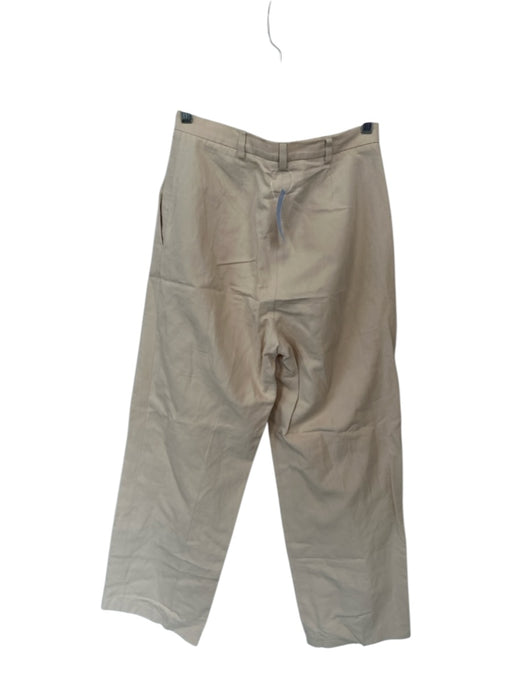 Rouje Size 38 Khaki Cotton & Linen Pleated High Waist Straight Pants Khaki / 38