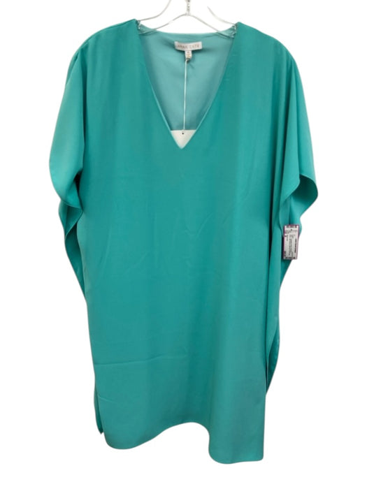 Anna Cate Size M Turquoise Green Polyester V Neck Split Sleeve split hem Dress Turquoise Green / M