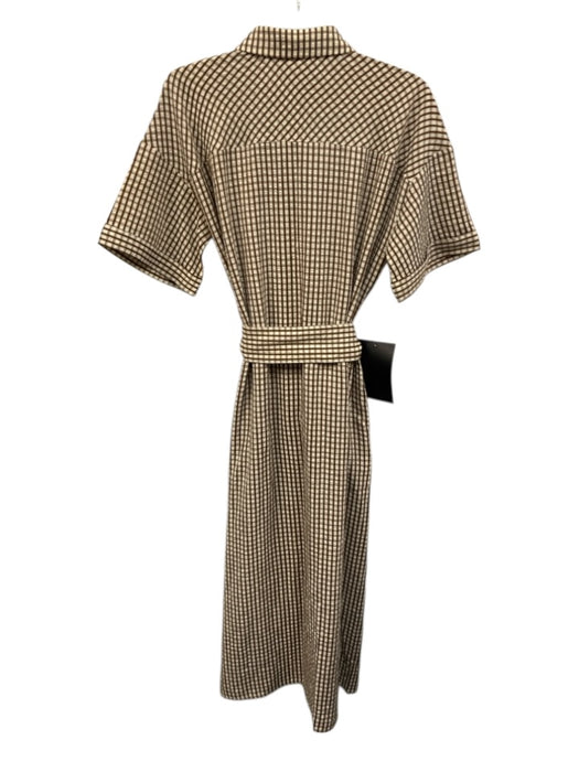 Pomander Place Size M Brown & Beige Polyester Blend Seersucker Gingham Dress Brown & Beige / M