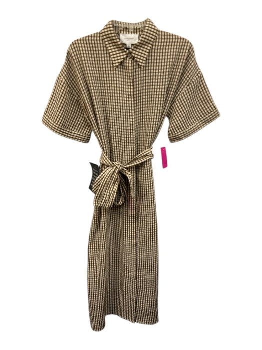Pomander Place Size M Brown & Beige Polyester Blend Seersucker Gingham Dress Brown & Beige / M