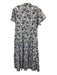 Victoria Dunn Size M Gray, Blue, White Cotton Block Printed Floral Maxi Dress Gray, Blue, White / M