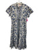 Victoria Dunn Size M Gray, Blue, White Cotton Block Printed Floral Maxi Dress Gray, Blue, White / M