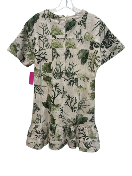 Anna Cate Size L Beige & Green Cotton Blend Abstract Leaves Button Down Dress Beige & Green / L