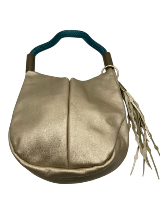 Wildwood Oyster Co. pale gold & teal Leather Rope Tassel Detail Hobo Bag pale gold & teal / M