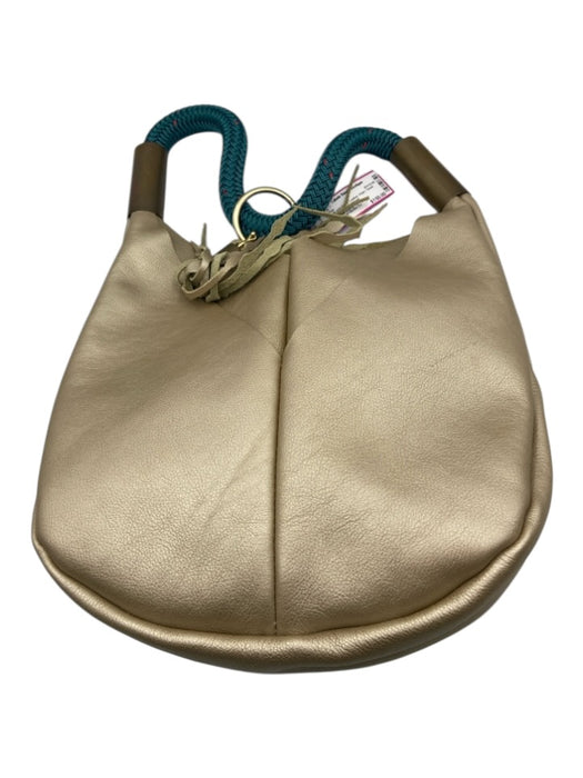 Wildwood Oyster Co. pale gold & teal Leather Rope Tassel Detail Hobo Bag pale gold & teal / M