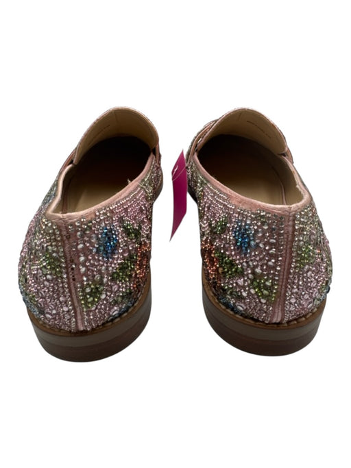 Betsey Johnson Shoe Size 7 Pink & Multi fabric upper Rhinestone Floral Loafers Pink & Multi / 7