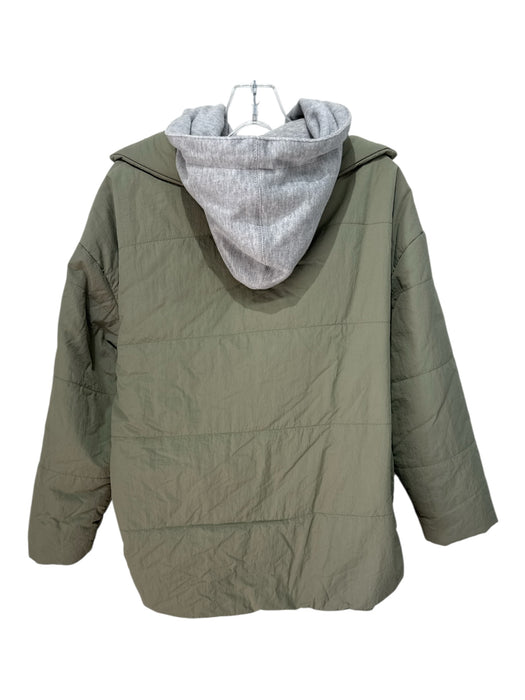 Blank NYC Size XS Green & Gray Nylon Long Sleeve Puffer Zip Up hood Jacket Green & Gray / XS