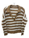 Faherty Size M Brown & White Linen & Cotton Long Sleeve Striped V Neck Knit Top Brown & White / M