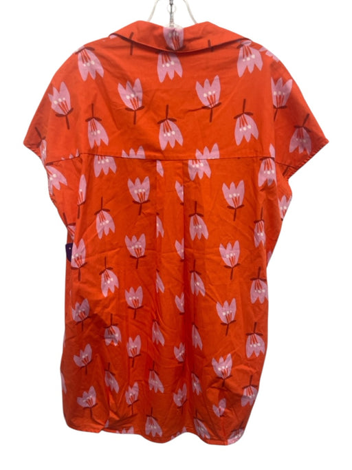 Karlie Size S Pink & Orange 100% Cotton Floral Sleeveless Mini Dress Pink & Orange / S
