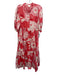Karlie Size M Pink Multi 100% Cotton Puff Sleeves Floral Tiered Skirt Maxi Dress Pink Multi / M