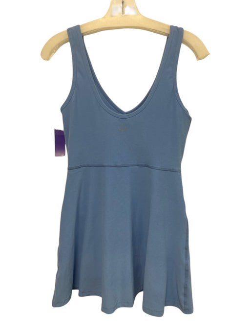 Beyond Yoga Size M Blue Polyester & Elastane Sleeveless V Neck Mini Dress Blue / M