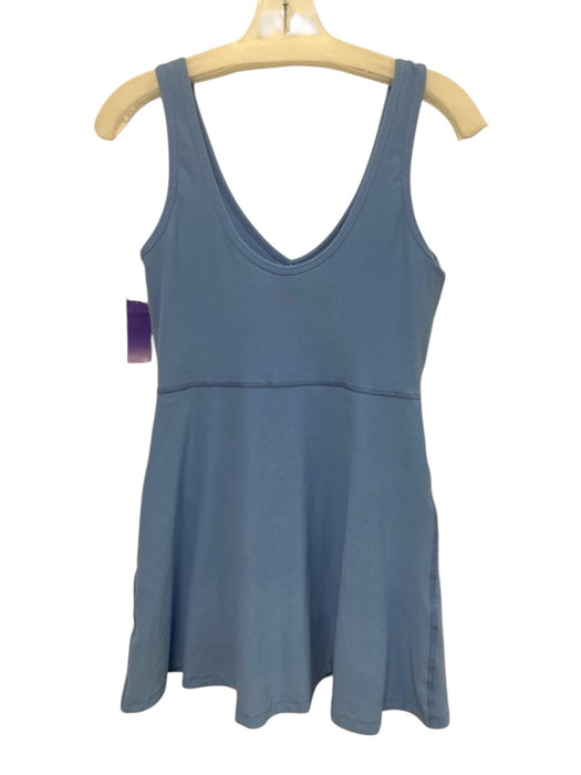 Beyond Yoga Size M Blue Polyester & Elastane Sleeveless V Neck Mini Dress Blue / M