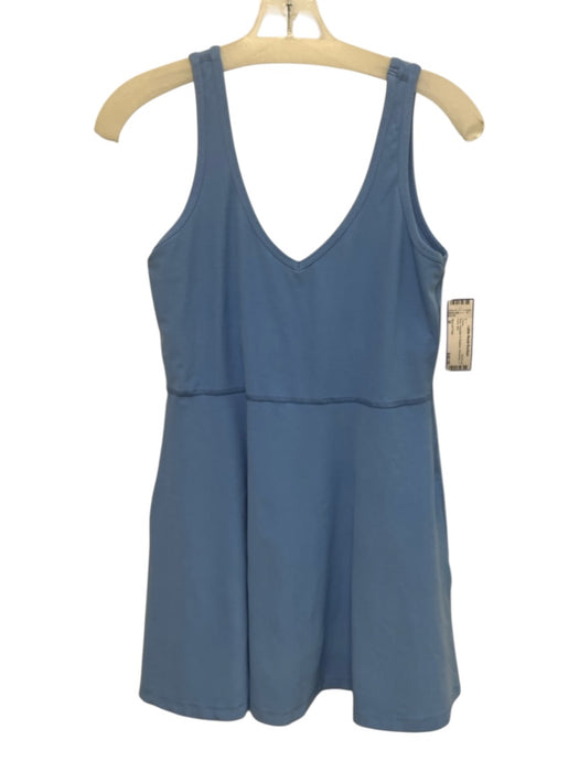 Beyond Yoga Size M Blue Polyester & Elastane Sleeveless V Neck Mini Dress Blue / M