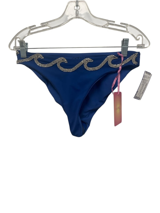 Oceanus Size M Blue Polymide Rhinestone waves 2 Piece Bikini Swimsuit Blue / M