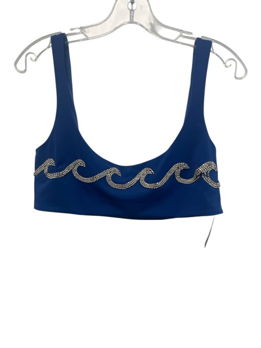 Oceanus Size M Blue Polymide Rhinestone waves 2 Piece Bikini Swimsuit Blue / M
