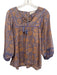 Cleobella Size M purple & terra cotta 100% Cotton floral print Front Tie Top purple & terra cotta / M