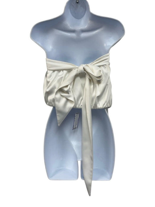 Camila Coelho Size M White Satin Corset Sleeveless Side Tie Top White / M