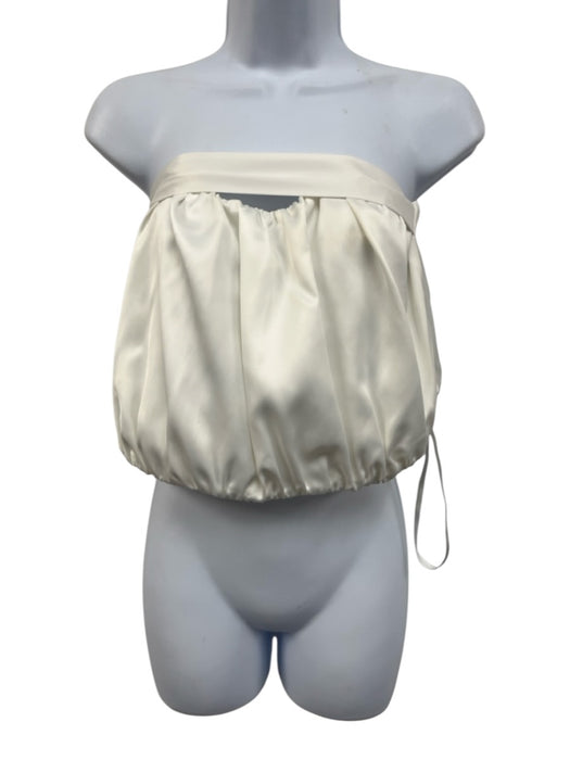 Camila Coelho Size M White Satin Corset Sleeveless Side Tie Top White / M