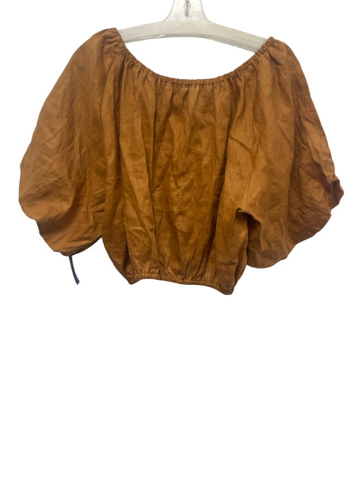 Dissh Size 6 Rust Linen Puff Sleeves Crop Top Top Rust / 6