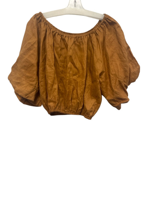 Dissh Size 6 Rust Linen Puff Sleeves Crop Top Top Rust / 6