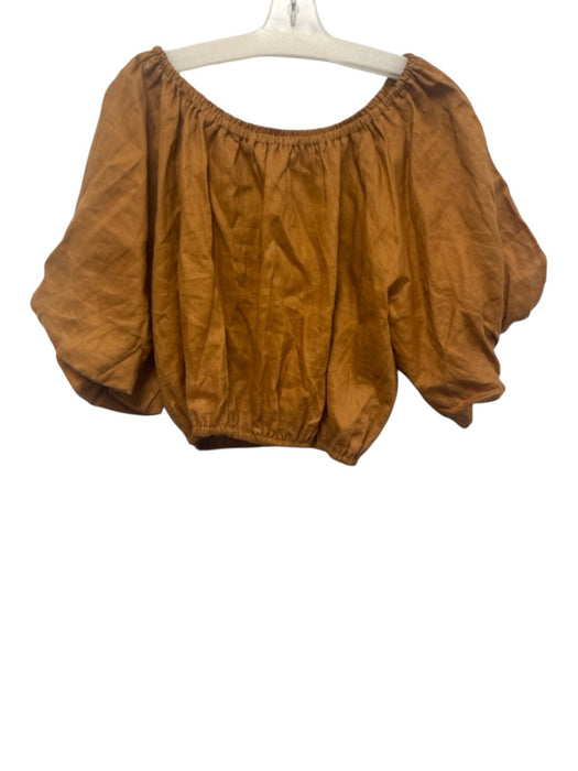 Dissh Size 6 Rust Linen Puff Sleeves Crop Top Top Rust / 6