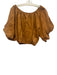 Dissh Size 6 Rust Linen Puff Sleeves Crop Top Top Rust / 6