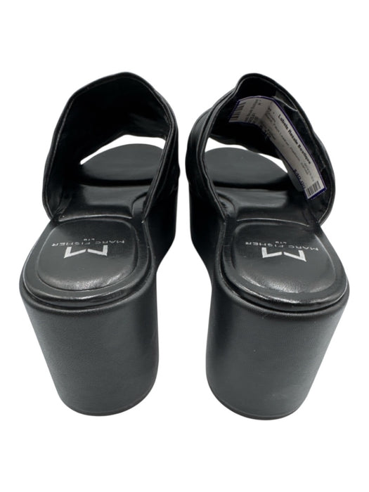 Marc Fisher Shoe Size 8 1/2 Black Faux Leather Platform Sandal Shoes Black / 8 1/2