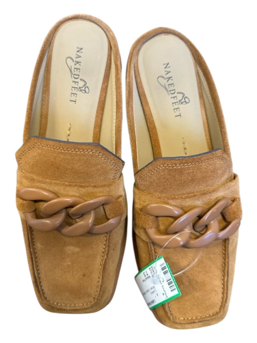 Naked Feet Shoe Size 7.5 Brown Suede Platform Chain Loafers Brown / 7.5