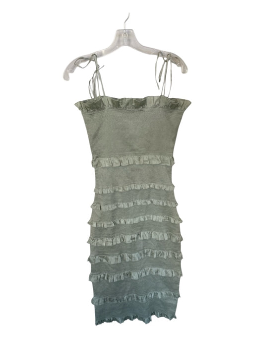 V. Chapman Size 8 Sage green Polyester Blend Smocked Tie Straps Ruffles Dress Sage green / 8