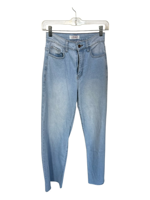 Vibrant Size 25 Light Wash Cotton Blend High Waist Wide Leg Jeans Light Wash / 25