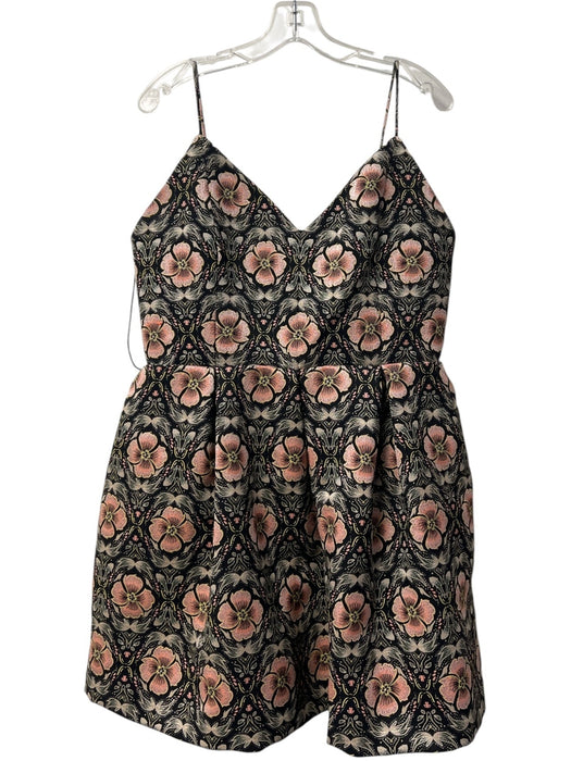 Alice + Olivia Size 14 Black, Green & Pink Print Nylon Blend Structured Dress Black, Green & Pink Print / 14