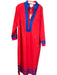 STS Size XXL Red & Blue Cotton Long Sleeve V Neck Side Zip Collar Dress Red & Blue / XXL